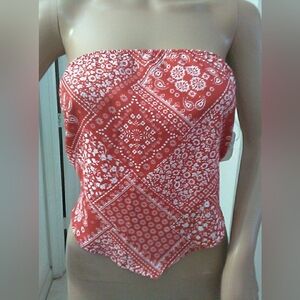 NWT Altar'd State Red Strapless Bandana Top SZ. XL CUTIE TOP (PTP 15-20)